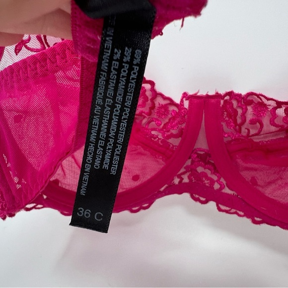 Adore Me Rose Shadow Hot Pink Floral Lace Bra 36C AB2014 - Picture 5 of 13